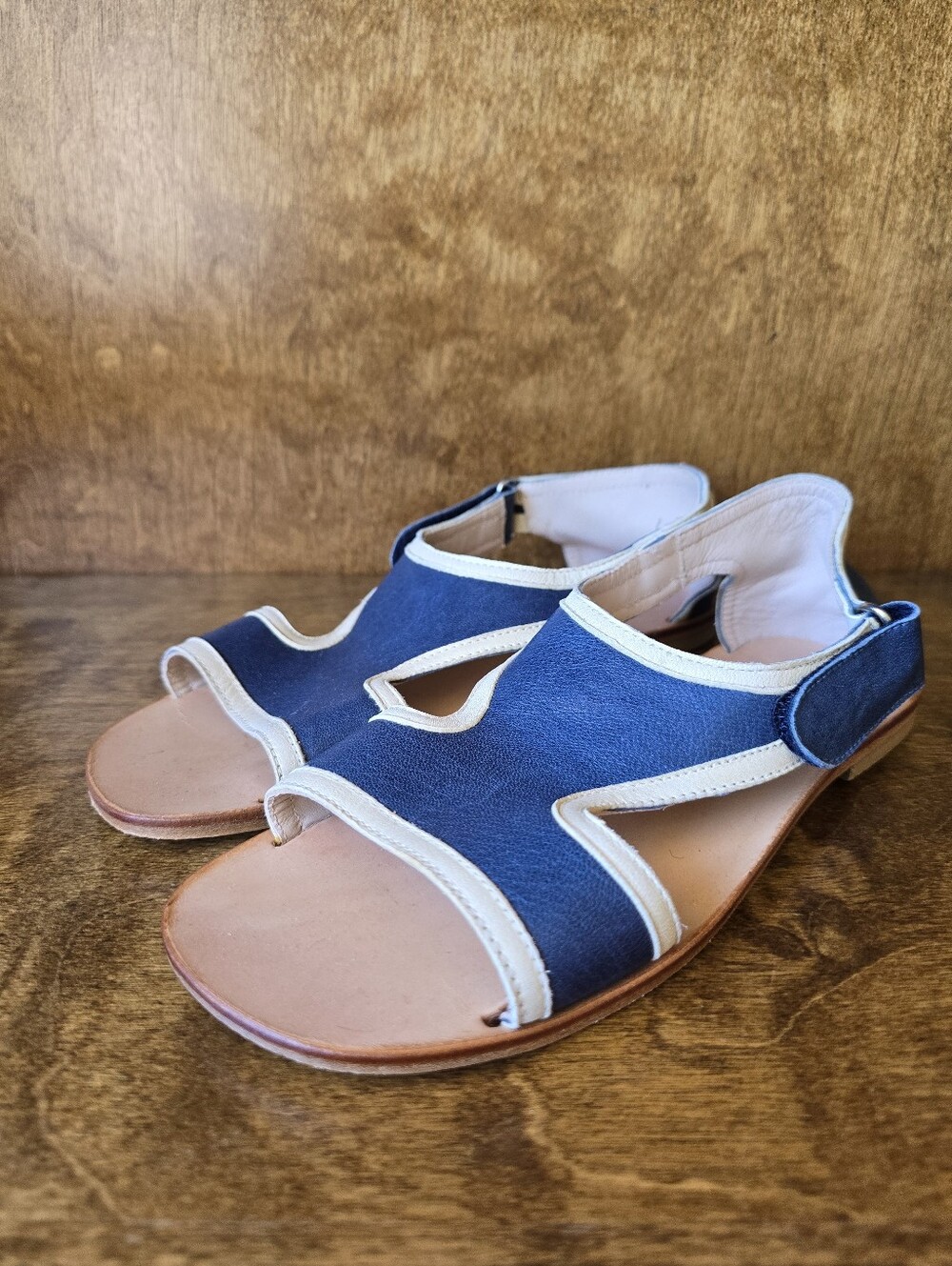 Sonatina Leather Navy Slingback Sandals Size EU 36 / Fit Women's US 5.5-6 NEW